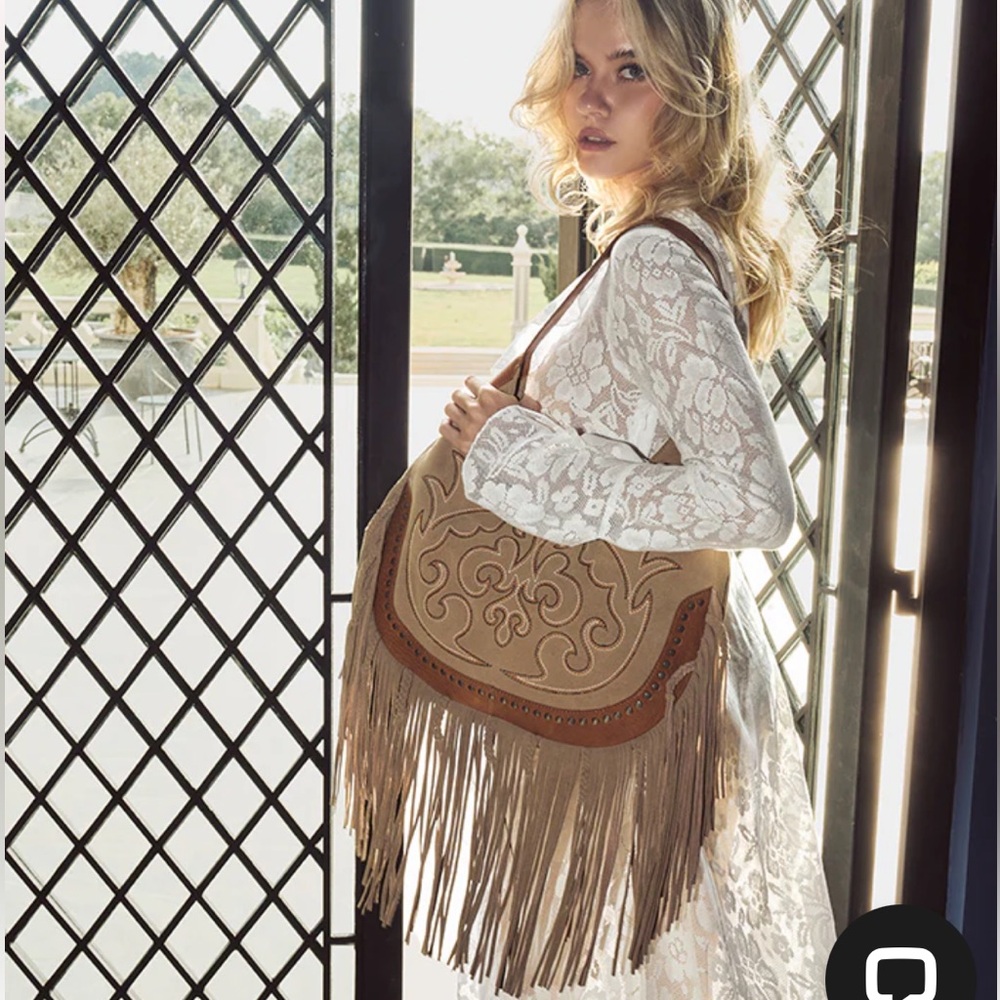NWT Myra Bag SAGE WHISPER FRINGE LEATHER BAG IN BEIGE - Picture 5 of 14
